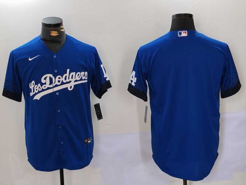 Mens Los Angeles Dodgers Blank Blue City Connect Cool Base Stitched Baseball Jersey